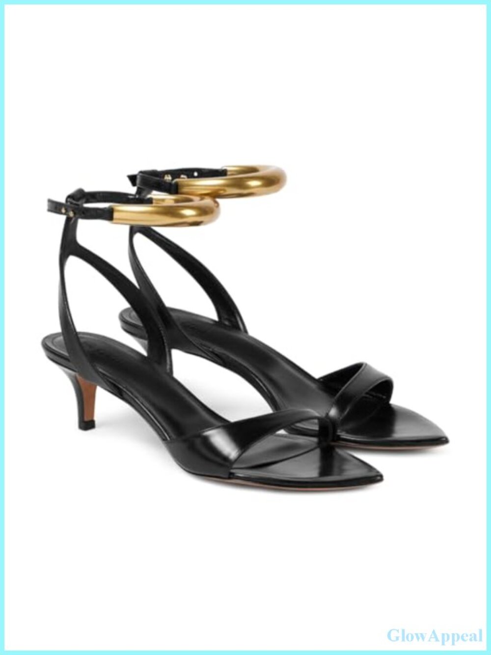 Womens low kitten heel strappy open toe ankle strap metal dress sandals